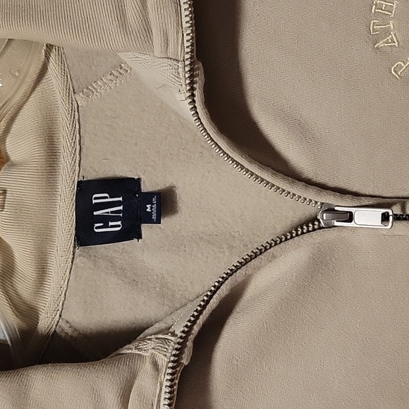 Vintage GAP Beige Soft Crop Half Zip Hoodie M - Picture 3 of 6